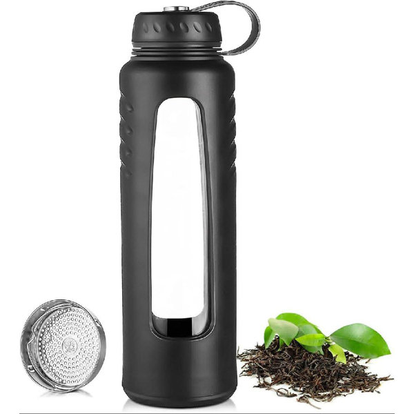 Orchids Aquae Large Glass Water Bottle , Glass Tea Infuser